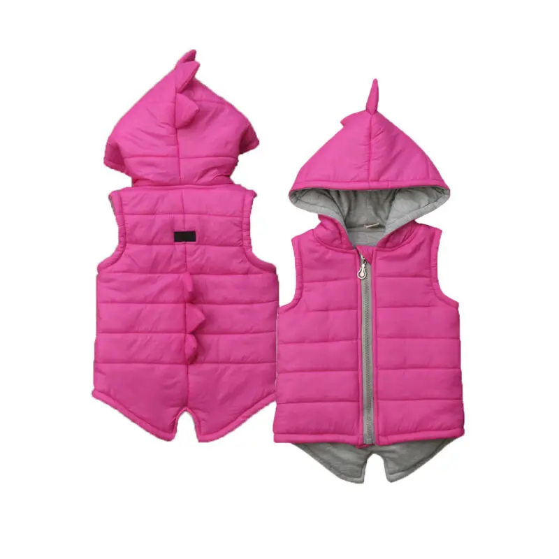 discounted  2019 Brand New Infant Kids Baby Girl Boy Dinosaur Vest Down Hooded Zipper Jacket Waistcoat Coat Win