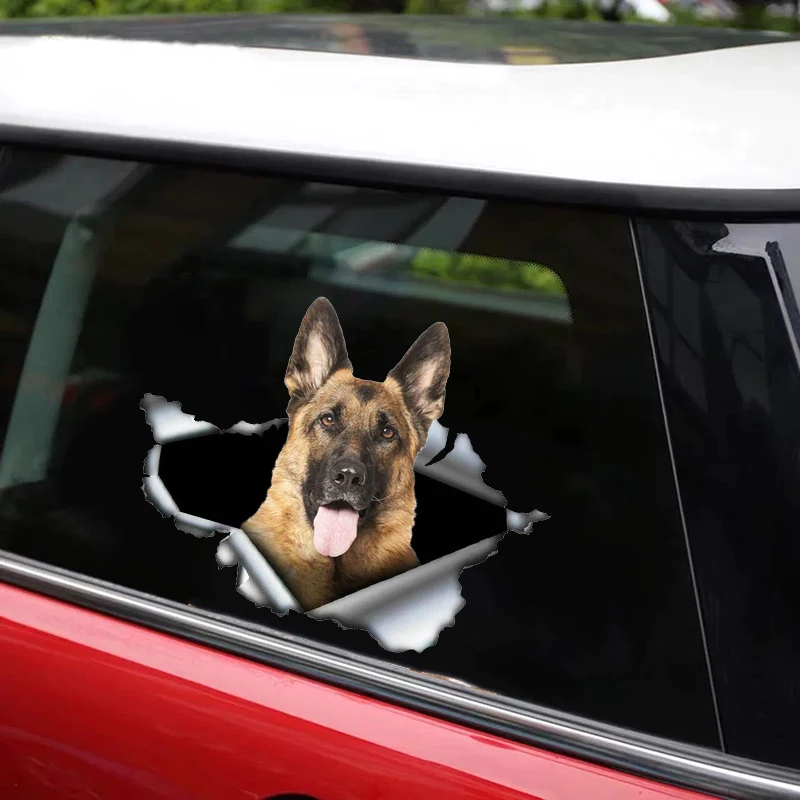 4 stücke Persönlichkeit Welpen 3D Auto Aufkleber Wasserdichte  Karosserieblock Kratzer Simulation Aufkleber (schwarzer Hund)