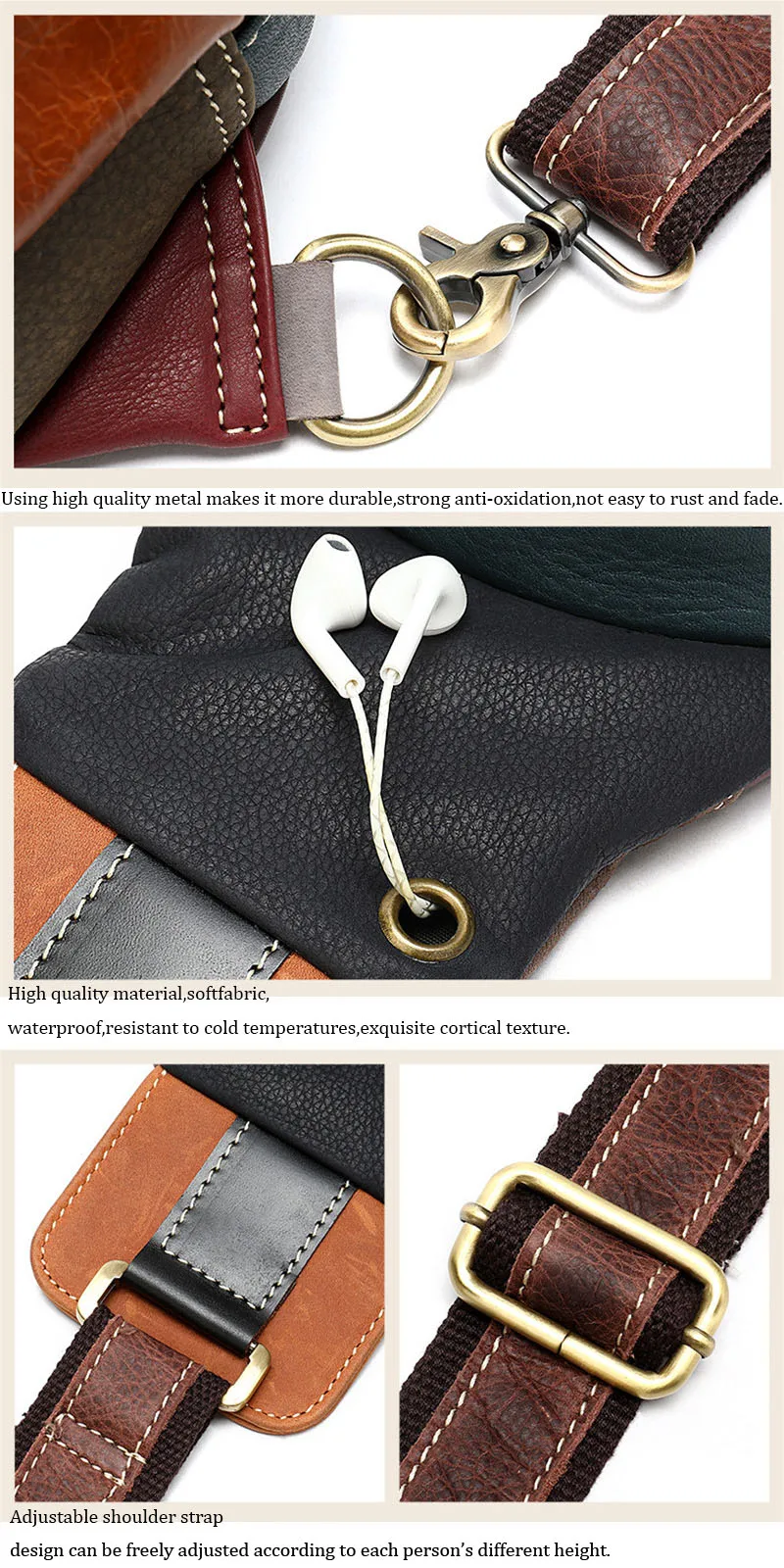 XMESSUN Women Genuine Leather Chest Bag Luxury Cowhide Leather Stitching Hat Bag Female Shoulde Messenger Travel Bag F294