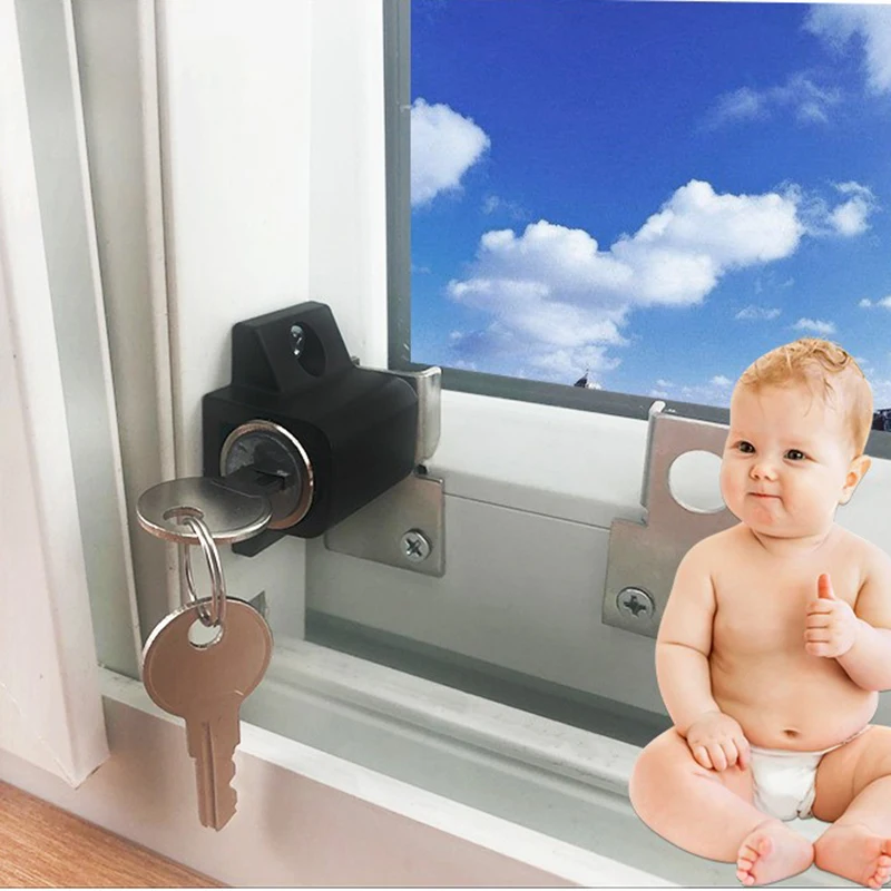 

Brand New 5PCS Sliding Door and Window Locks Baby Children Safety Prevent Lock Window Limit Lock Black / White