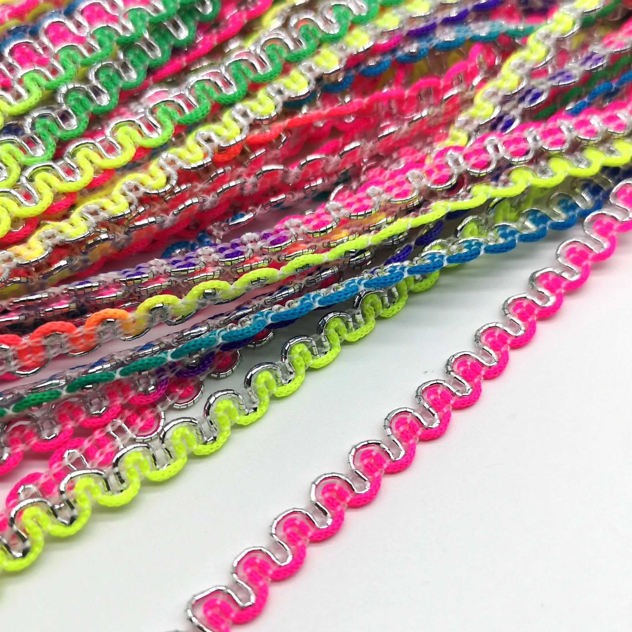 Lace Ribbon Lace Garment Accessories Lace Sewing Supplies Lace Accessories Lace Sewing Accessories Clothing Accessories 5 yards 6mm Gold Silver Line Wave Lace Ribbon Stage Performance Dress Costume Handmade Trims Wedding Party Accessories