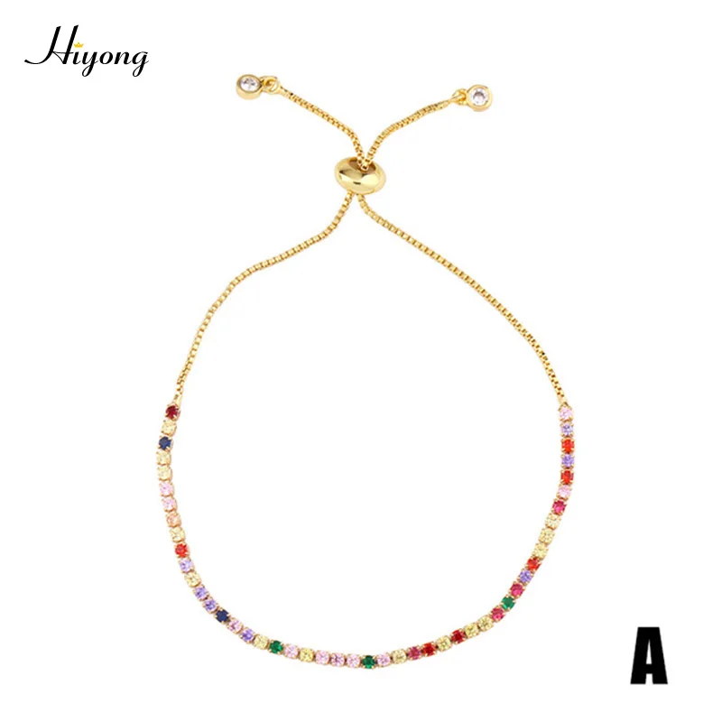 Zirconia Bracelet Модный золотой браслет с кубическим цирконием, регулируемый Теннисный браслет от сглаза, роскошные радужные браслеты CZ, женский браслет, ювелирные изделия, подарки - Окраска металла: Zirconia Bracelet