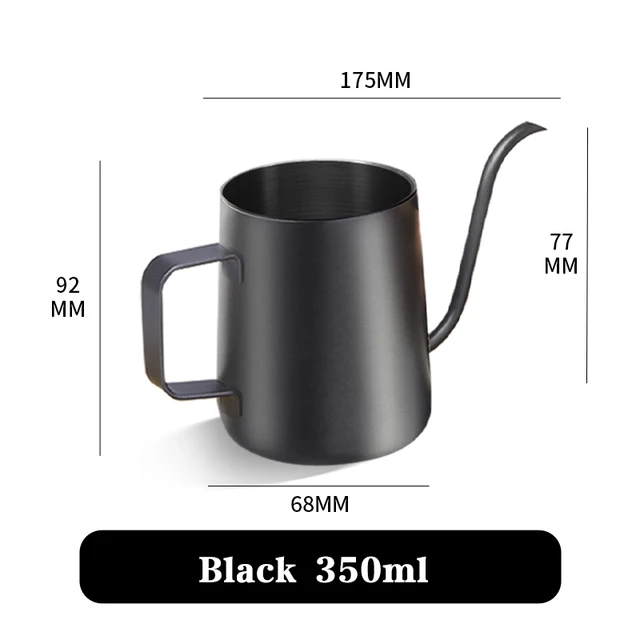 Drip Kettle 350ml 600ml Hand Make Coffee Tea Pot Non-stick Coating Food Grade Stainless Steel Gooseneck Drip Kettle Thin Mouth black 350ml