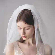 Многослойные женские белые Тюль Короткие плеча Длина Свадебные ювелирные изделия с вуалью Стразы Украшенные Свадебные аксессуары с расческой