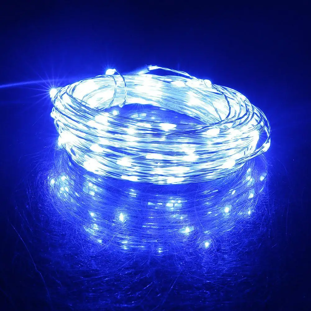 Синий СВЕТОДИОДНЫЕ гирлянды 10 м 33ft 100led с источником питания от USB 5 В, открытый белый/теплый белый/RGB медный провод Рождество Фестиваль Свадебная вечеринка decora - Испускаемый цвет: Синий