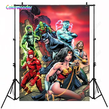 

Justice League Theme Birthday Party Decoration Background For Photography Batman Wonder Woman Flash Photo Backdrop For Studio