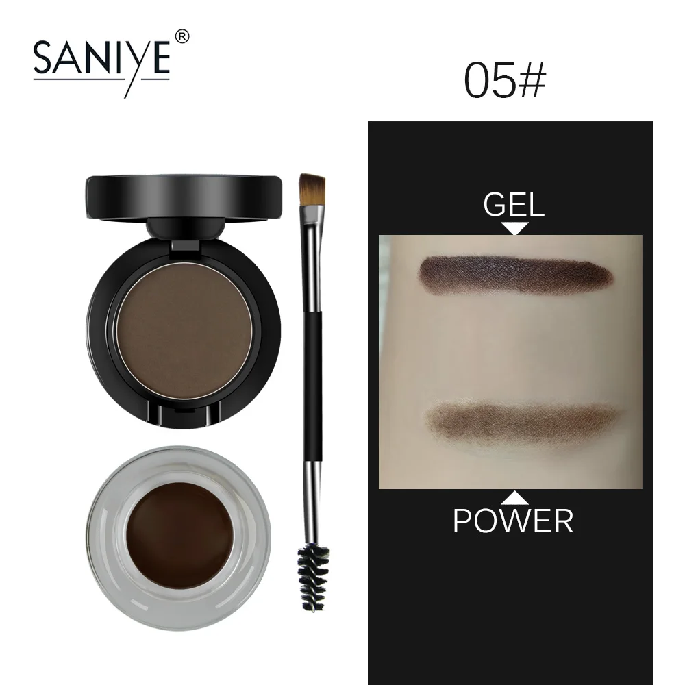 SANIYE 2 в 1 водонепроницаемый BrowGel пудра для бровей Гель для бровей крем с кисточкой карандаш для бровей косметические тени для бровей Помпона - Цвет: 05