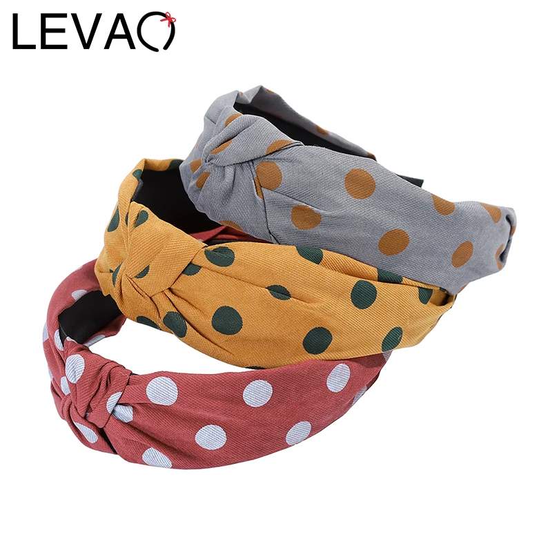LEVAO, стразы, цепочка, повязки на голову, в горошек, ободок, завязанный, милый тюрбан, для женщин, девушек, аксессуары для волос, головной убор, обруч для волос