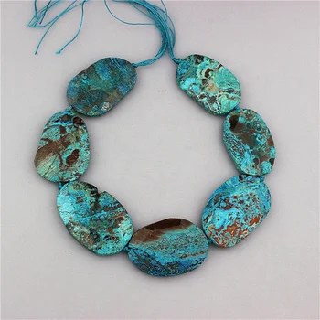 

15.5inch 2str/lot Fashion blue ocean stone beads,7pcs stone bead per strand,stone making pendant/connector jewelry