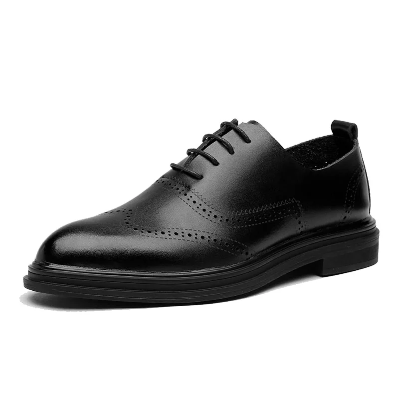 Genuine Leather Dress Men Shoes Lace Up Italy Retro Business Wedding Formal Flats Shoes For Men