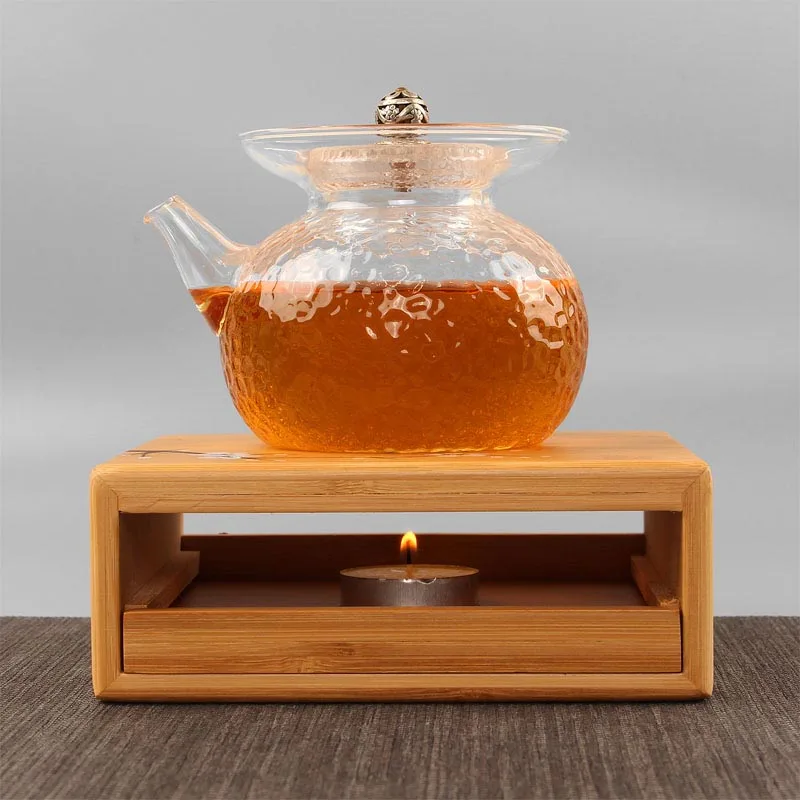 Mini Bamboo Candle Warm Tea Base Teapot Storage Rack Chinese Style Maker Set Stove with Candlestick Holders Accessories | Дом и сад