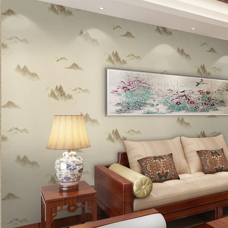 Chinese Style Retro Landscape Painting Wallpaper Study Room Tea House Restaurant Project Living Room Tv Background Wall Sticker chinese style wallpaper classical calligraphy and painting chinese style living room study background wall restaurant hotel