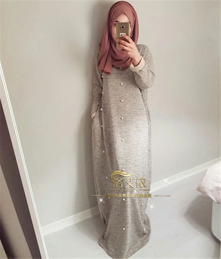 Lr90 стиль, повседневное мусульманское платье с жемчужинами, мусульманское платье с жемчужинами, халат в стиле Аллы