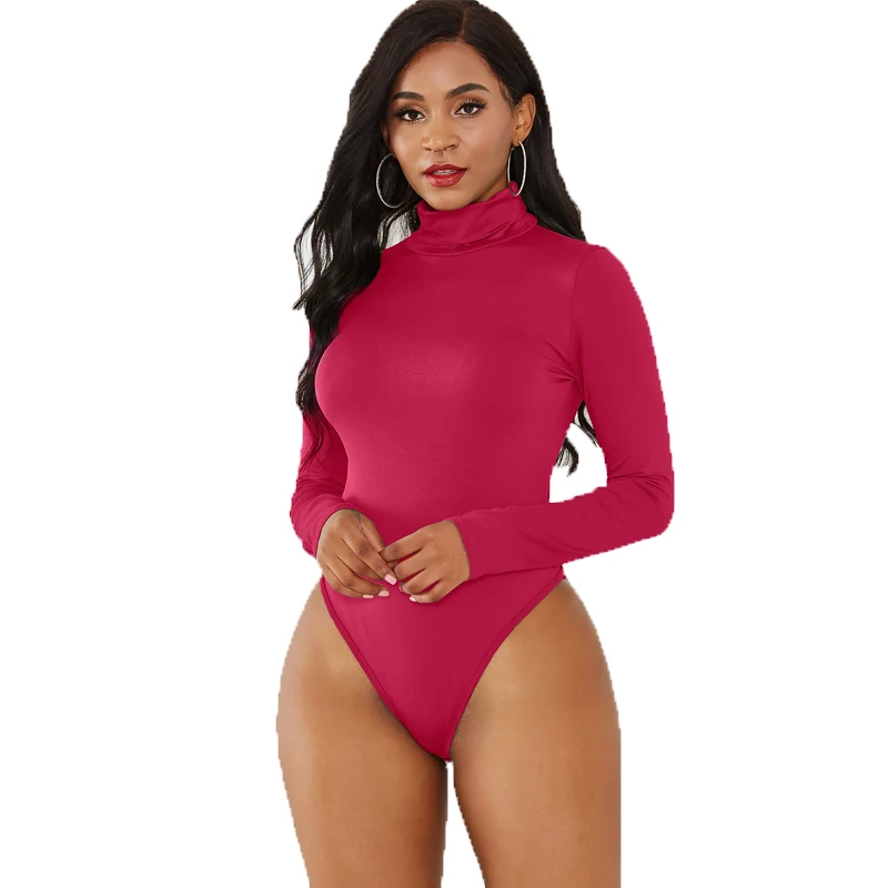 Женская водолазка с длинным рукавом сексуальный топ боди однотонный купальник