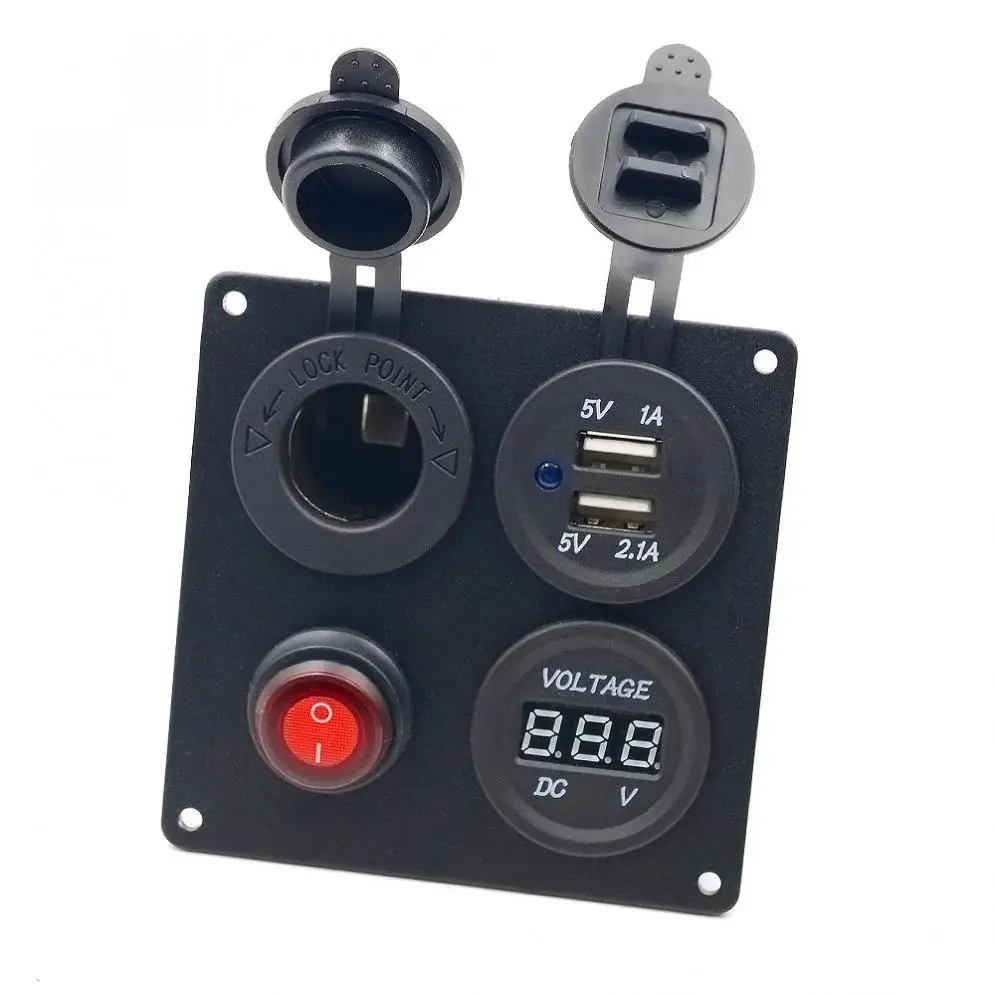5V 3.1A алюминиевая пластина независимый переключатель двойной USB комбинированная панель с Вольтметр для автомобиля/грузовика/лодки