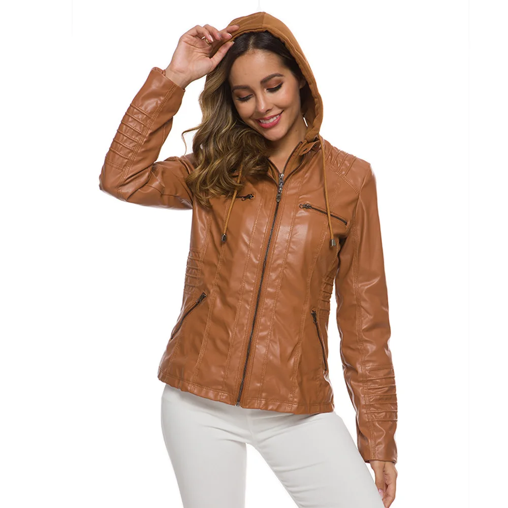 short brown leather jacket ladies