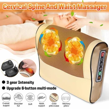 

110-220V Electric Massager Therapy Massage Pillow Infrared Heating Neck Shoulder Back Leg Body Relaxation Wavy Curve Massager