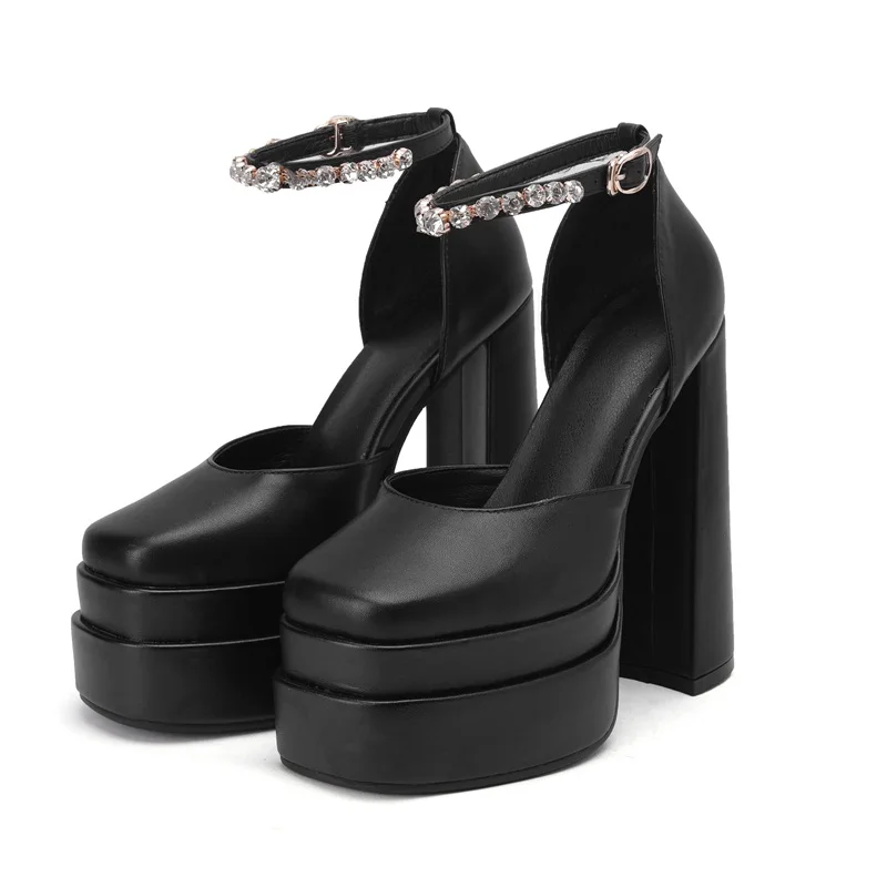 2021 New Ladies Sandals Summer Shoes Sexy Thick High Heels Thick Platform Buckle Crystal Dress Party Wedding Shoes Woman Pumps 