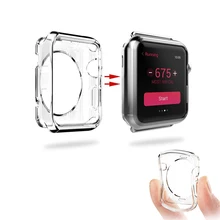 Полный прозрачный мягкий прозрачный чехол из материала tpu для Apple Watch серии 3/2/1 каркасный бампер-чехол для экрана для наручных часов iWatch, корпус 38 мм 42 мм