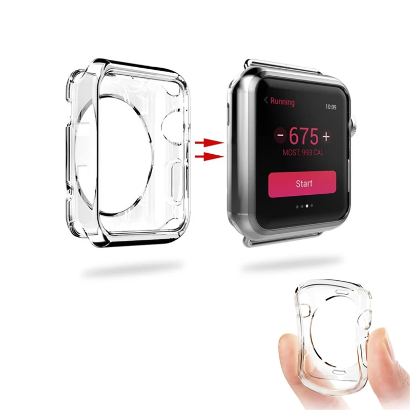 

Full Soft Clear TPU Transparent Cover for Apple Watch Series 3 2 1 Bumper Frame Screen Protector Case for iWatch Case 38mm 42mm