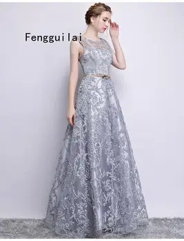 

New 2020 Dress Elegant Banquet Champagne Lace Sleeveless Floor-length Long Party Formal Gown plus size Robe De Soiree