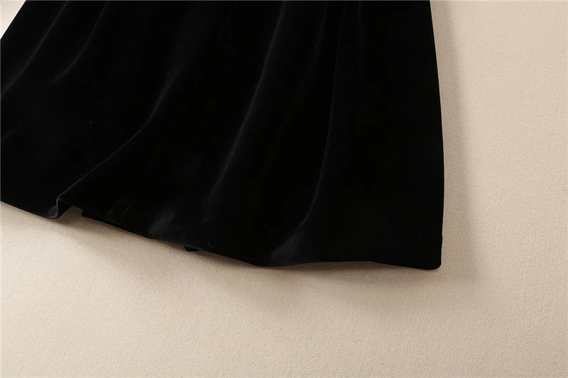 COLOREE, Осень-зима, черное платье с длинным рукавом, подиум, дизайнерское, высокое качество, водолазка, Золотое бархатное платье для женщин с поясом