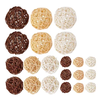 

21 Pcs/Lot Mixed 3 Colors Rattan Balls Vase Fillers for Wedding Party Christmas Decoration, Assorted Three Size(3cm/5cm/7cm)