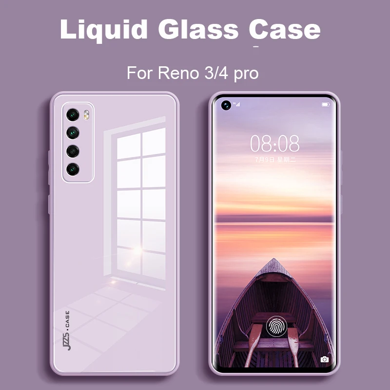 Оригинальный чехол из жидкого закаленного стекла для Oppo Reno 3 4 Pro Полное защитное