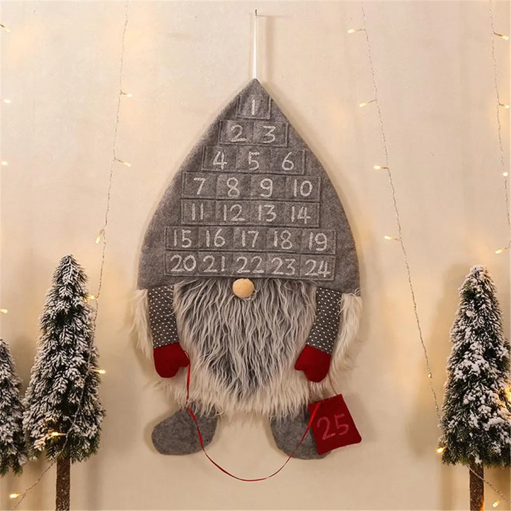 Рождественский Адвент-календарь Санта Клаус шляпа человек Рождественские украшения дома Гостиная Дверь настенная Подвеска для вечеринок украшения