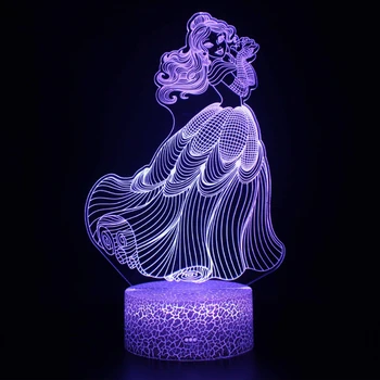 

USB Night light 3D Lamp princess decoration table lamp 7 colors romantic wife festival girl Valentine Day Gift lights Desk lam