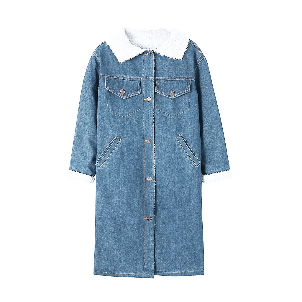 CHAMSGEND Fur Warm Winter Denim Jacket Women 2019 New Fashion Autumn Loose Cashmere Jeans Coat Women Bomber Jackets 1024