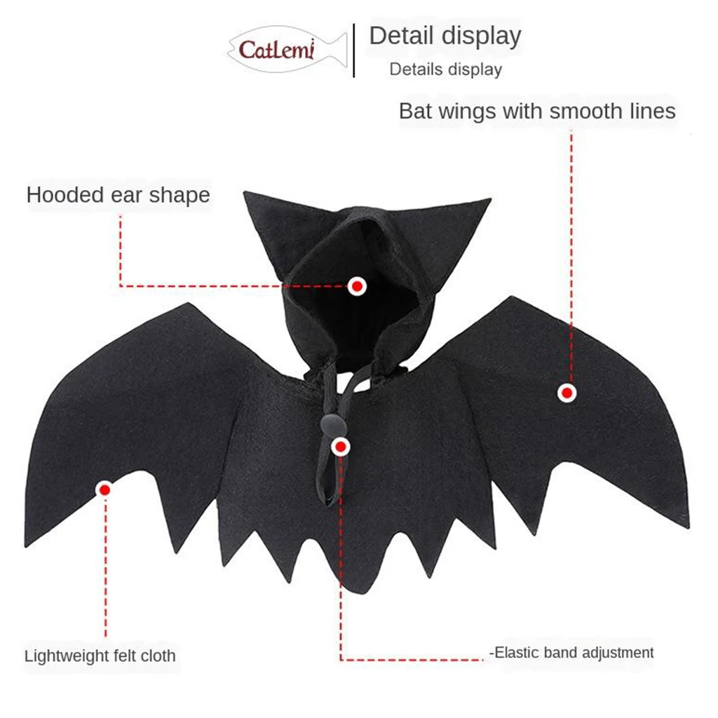 Pet Cat Dog Bat Wings for Halloween Cosplay Bat Wing Costume Decoration Fancy Dress Mystery for Puppy Dog Cat