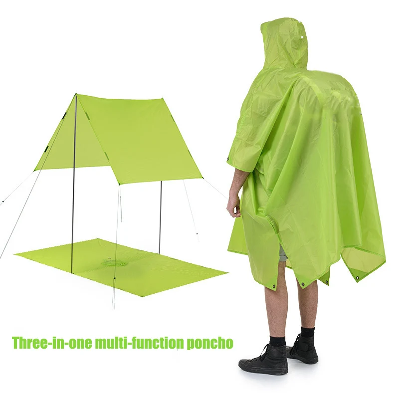 

3 in 1 Outdoor Poncho Raincoat Mini Tarp Sun Shelter Hiking Backpack Rainproof Cover BB55
