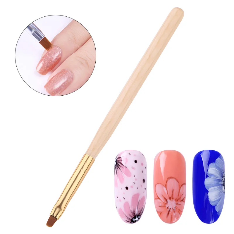 

1 Pc Nail Art Acrylic UV Gel Bursh for Extension Gel Flower Painting Drawing Brush Manicuring Metal Wooden Handle Tools