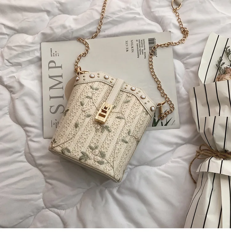 Bolsa feminina, соломенная сумка, кружевная, переносная сумка-мешок, женская, новинка, летняя, Сказочная, перламутровая, тканая, Мини, Студенческая сумка на цепочке