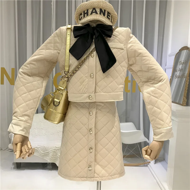 ALPHALMODA женский Зимний Элегантный мягкий костюм с юбкой воротник-бант с длинным рукавом короткое пальто трапециевидная юбка Модный комплект из 2 предметов