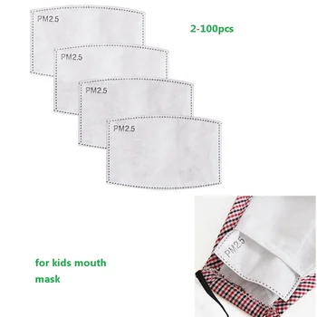 

2-100Pcs/Lot 5 Layers PM2.5 N95 Activated Carbon Filter Insert Protective Filter Media Insert for Kid mouth Mask anti dust mask