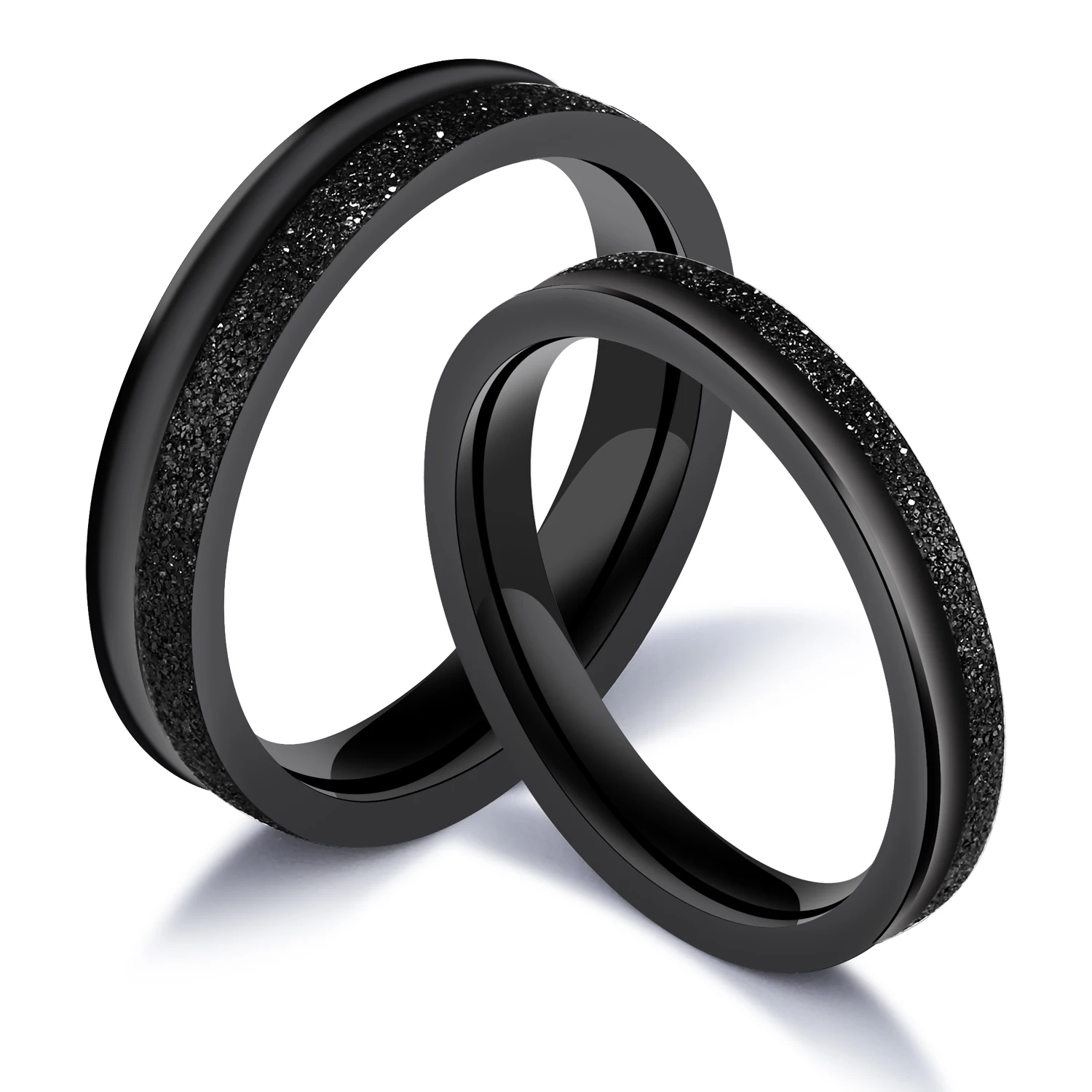 Модные Титан стальной ремешок, черный циферблат матовые кольца Температура чувства эмоции Обручение кольца Для женщин Для мужчин обручальные кольца для пары