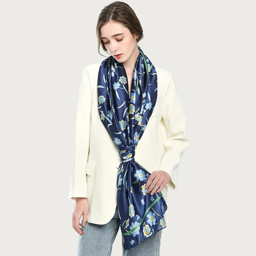 Spring Fresh Floral Pattern Soft Scarf for Women Large Silk Shawl Stole Fashion Design Neck [5032] |