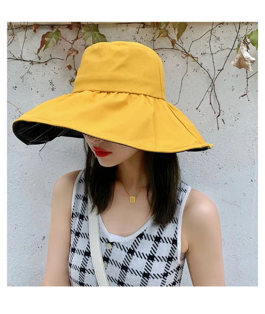 13CM Super Big Large Brim Sun Hats for Women Outdoor Sun Protection Folding  Sun Hat Cap Ladies Beach Visor Hat Panama Buctet Hat - AliExpress