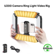 Ulanzi U-200 smartphone vídeo rig led luz de vídeo 2 em 1 anel luz com sapato frio para microfone tiktok youtube live rig luz
