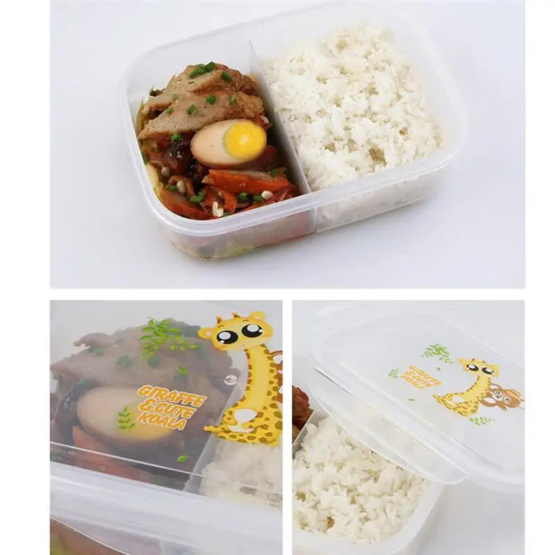 Прозрачный Ланч-бокс 2 сетки Bento box контейнер для еды герметичный контейнер для еды с ложкой для офиса ланч-ужин хранение