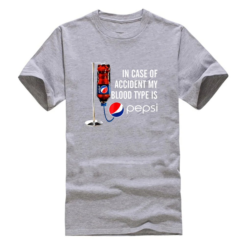 Серый Черный чехол с надписью «My Blood type Is Pepsi», футболка в стиле Харадзюку С S-3Xl - Цвет: Серый
