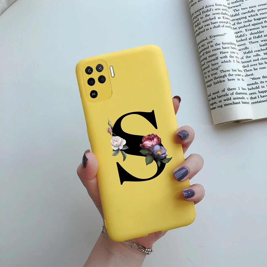 cases for oppo phones For Oppo Reno 5 Lite Case Letters Monogram ABC Flower Soft Silicone Back Cover For Oppo Reno5 Z Reno 5 F Z Lite 5F 5Z 5Lite Case oppo phone back cover Cases For OPPO