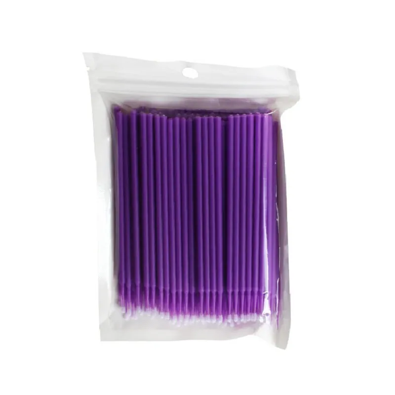 100 шт микро Q-tips прочные одноразовые для наращивания ресниц индивидуальные Аппликаторы тушь для ресниц кисти для женщин горячая распродажа - Цвет: Фиолетовый
