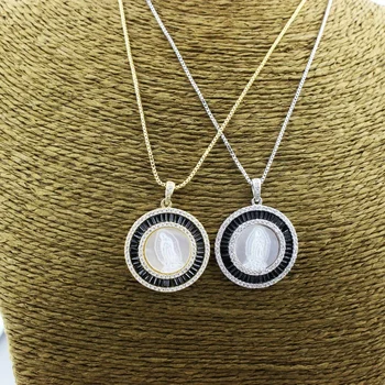 

16inch 5str/lot Delicate cubic zirconiamicro pave shell pendant,religion cz shell charm pendant,handmade necklace