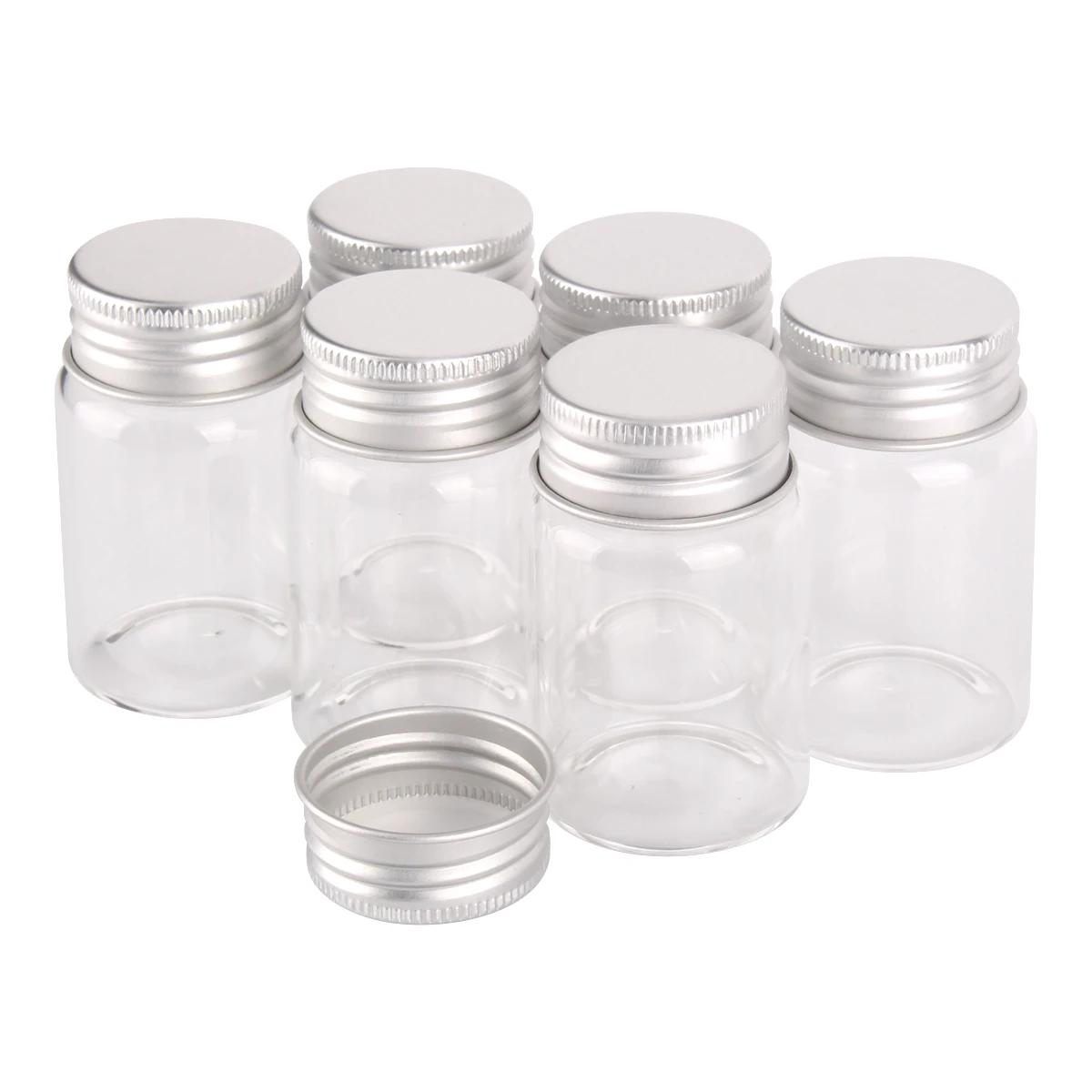 6 pieces 40ml 37*60mm Glass Bottles with Aluminum Lids Vials Jars for Wedding Favors Gift Art DIY Crafts | Дом и сад
