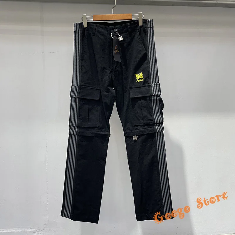 

AWGE Needles Pants Removable Dual Purpose Casual Men Women Sweatpants Top Quality Rainbow Ribbon Butterfly Embroidery Trousers