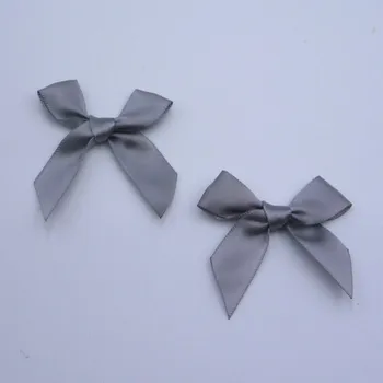 

100pcs Silver Satin Ribbon Bows Decorative Satin Bow Butterfly Ties For Doll Hair Accessories Wedding Card Embellishments