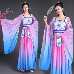 Ancient Chinese Costume Women Stage Performance Outfit Hanfu Chinese Traditional Adult Cosplay Plus Printed Folk Dance Dress